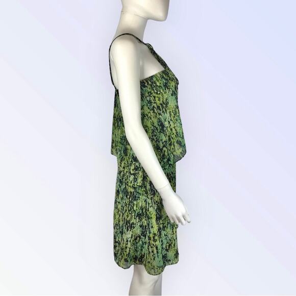 BCBG MaxAzria Silk Dress Green & Black Lightweight Knee Length - Picture 5 of 7
